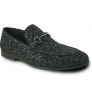 Black Sparkle Slip-on Tuxedo Shoes